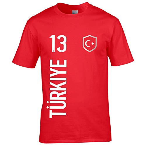 FanShirts4u Herren Fanshirt Jersey Trikot TÜRKEI TÜRKIYE T-Shirt inkl. Druck Wunschname u. Wunschnummer EM WM (5XL, TÜRKIYE/rot) von FanShirts4u