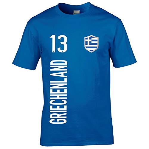 FanShirts4u Kinder Fanshirt Trikot Jersey GRIECHENLAND Greece T-Shirt inkl. Druck Wunschname u. Wunschnummer EM WM (9/11 Jahre 134-146 cm, GRIECHENLAND/Blau) von FanShirts4u