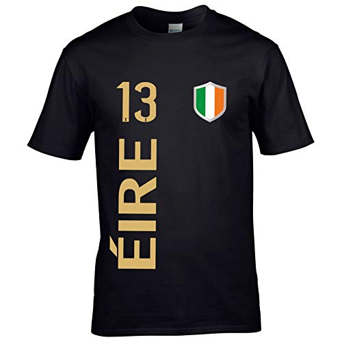 FanShirts4u Kinder Fanshirt Trikot Jersey Irland Ireland T-Shirt inkl. Druck Wunschname u. Wunschnummer EM WM (9/11 Jahre 134-146 cm, ÉIRE/Schwarz) von FanShirts4u