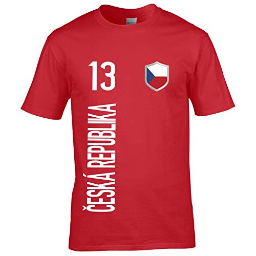 FanShirts4u Kinder Fanshirt Trikot Jersey Tschechien Ceska Republik T-Shirt inkl. Druck Wunschname u. Wunschnummer EM WM (9/11 Jahre 134-146 cm, Ceska Republik/rot) von FanShirts4u