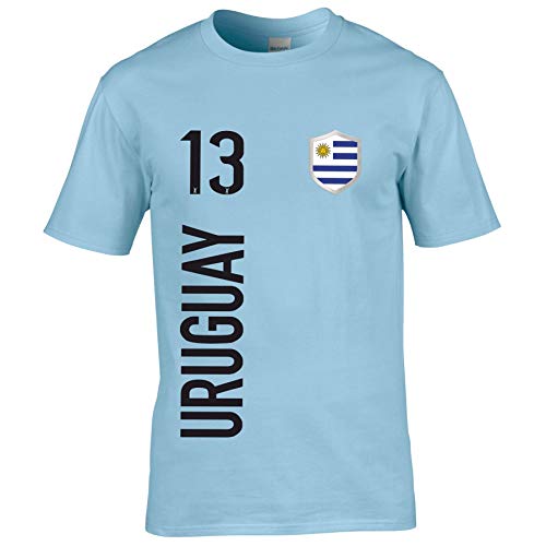 FanShirts4u Kinder Fanshirt Trikot Jersey Uruguay T-Shirt inkl. Druck Wunschname u. Wunschnummer WM (9/11 Jahre 134-146 cm, Uruguay/Hellblau) von FanShirts4u