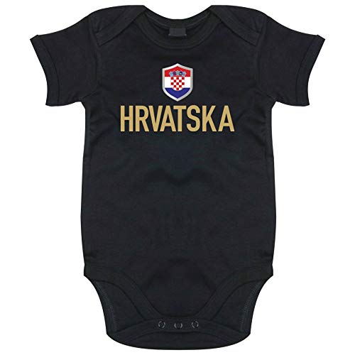 FanShirts4u Länder Baby Body (0-3 Monate, Schwarz / HRVATSKA) von FanShirts4u