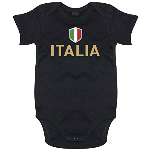 FanShirts4u Länder Baby Body (0-3 Monate, Schwarz / ITALIA) von FanShirts4u