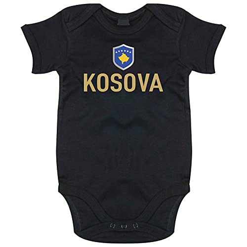 FanShirts4u Länder Baby Body (0-3 Monate, Schwarz / KOSOVA) von FanShirts4u