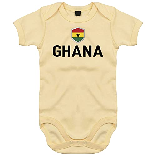 FanShirts4u Länder Baby Body (3-6 Monate, Gelb / GHANA) von FanShirts4u