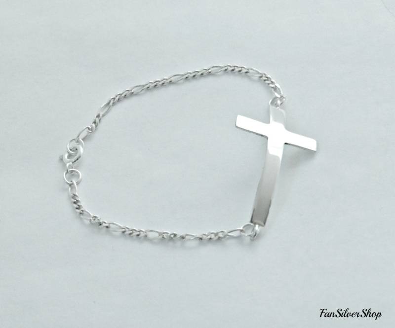 sterling Silber Kreuz Armband - Religiöse Geschenk Erste Kommunion Konfirmation Faith Für Weihnachtsgeschenk von FanSilverShop