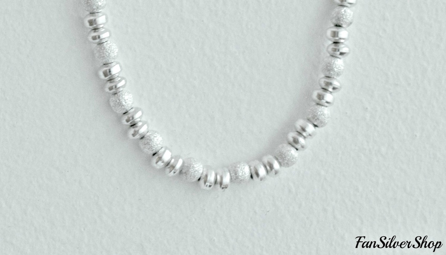 sterling Silber Laser Bead Halskette, Perlen Geschenk Für Sie, Weihnachtsgeschenk von FanSilverShop