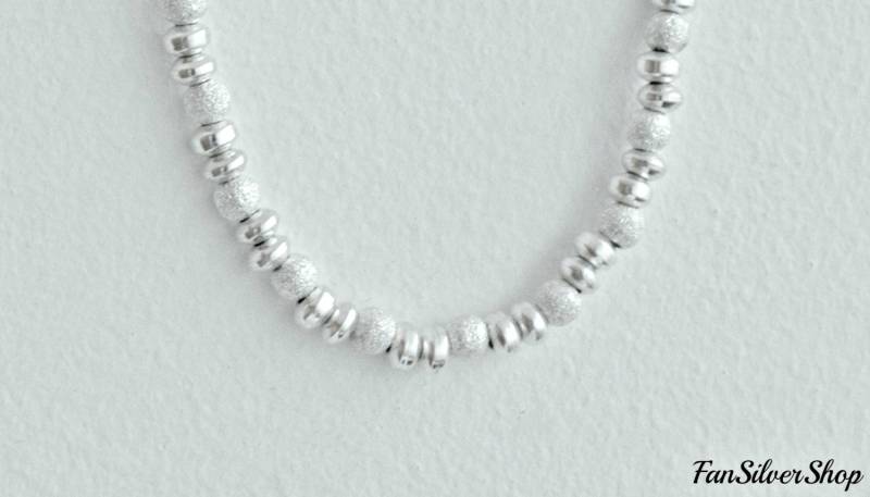 sterling Silber Laser Bead Halskette, Perlen Geschenk Für Sie, Weihnachtsgeschenk von FanSilverShop