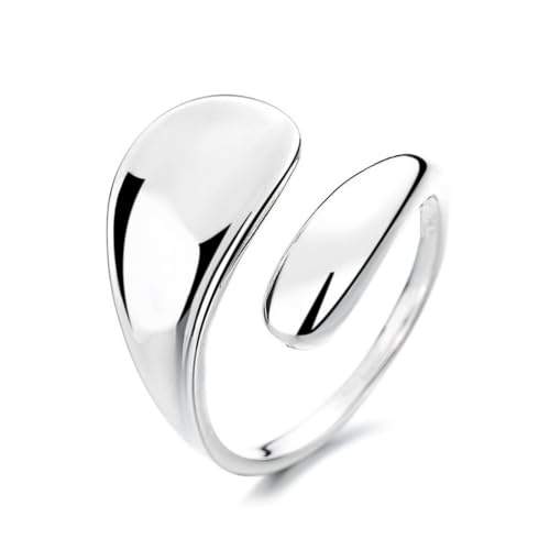 ﻿Damen Verstellbare Offener Ring Ehering Verlobungsring Chunky Ring mit Träne Wassertropfen Design Daumenring Geschenk für Frauen (silvery) von FanSynrare