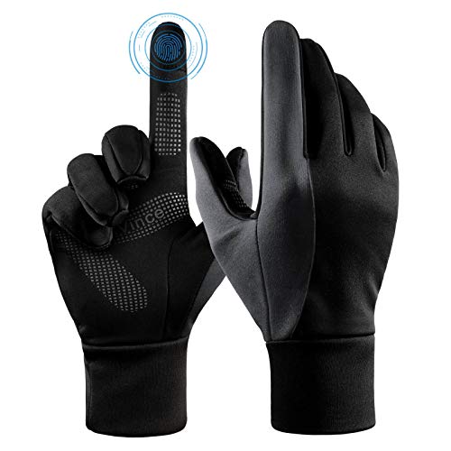 FanVince Handschuhe Herren Damen Sporthandschuhe Thermo Touchscreen Fahrrad Männer Fahrradhandschuhe Unterziehhandschuhe Winter (Schwarz-Grau X-groß) von FanVince