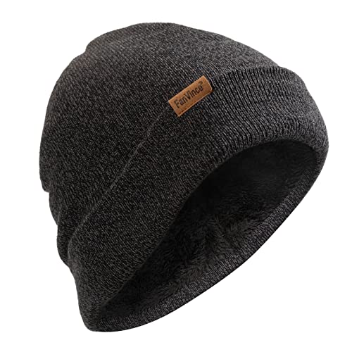 FanVince Mütze Damen Herren Geschenke Wollmütze Haube Strickmütze Wintermütze Mutzen Mützen Winter Beanie Damenmütze Herrenmütze Anthrazitgrau von FanVince