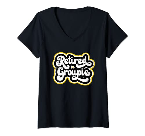 Damen Retired Groupie Retro 80er Jahre inspiriertes T-Shirt im Used-Look T-Shirt mit V-Ausschnitt Damen Retired Groupie Retro 80er Jahre inspiriertes T-Shirt im Used-Look T-Shirt mit V-Ausschnitt von Fanatic about