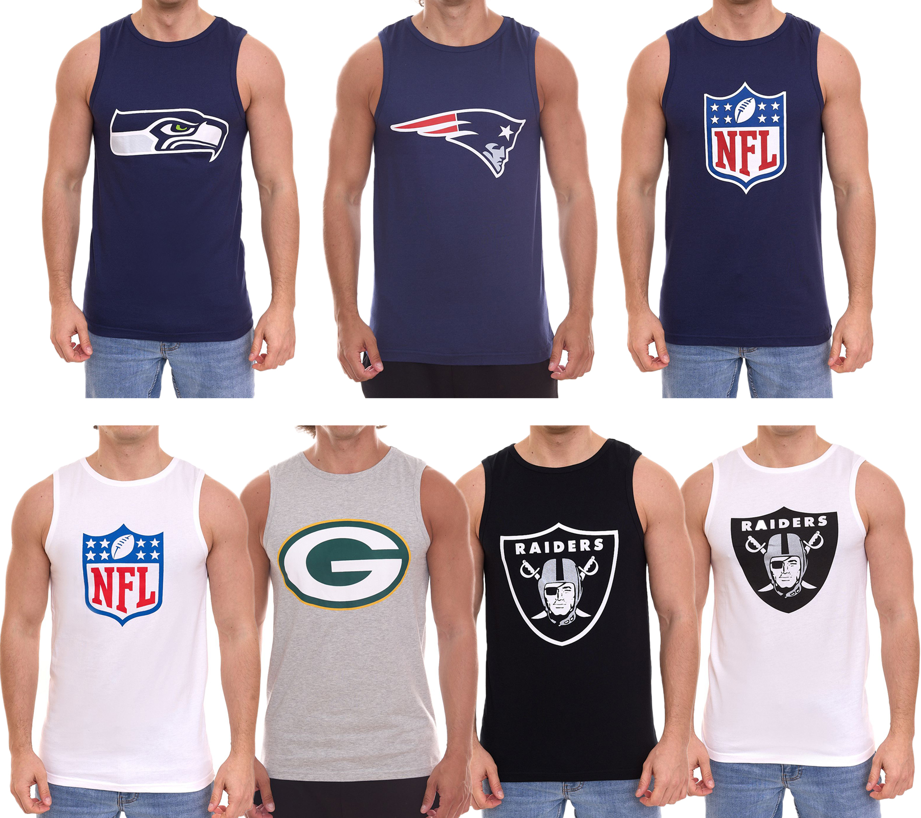 Fanatics NFL Logo, Las Vegas Oakland Raiders, Seattle Seahawks Herren Tank-Top Football Sport-Shirt 1566M Schwarz, Navy, Weiß von Fanatics