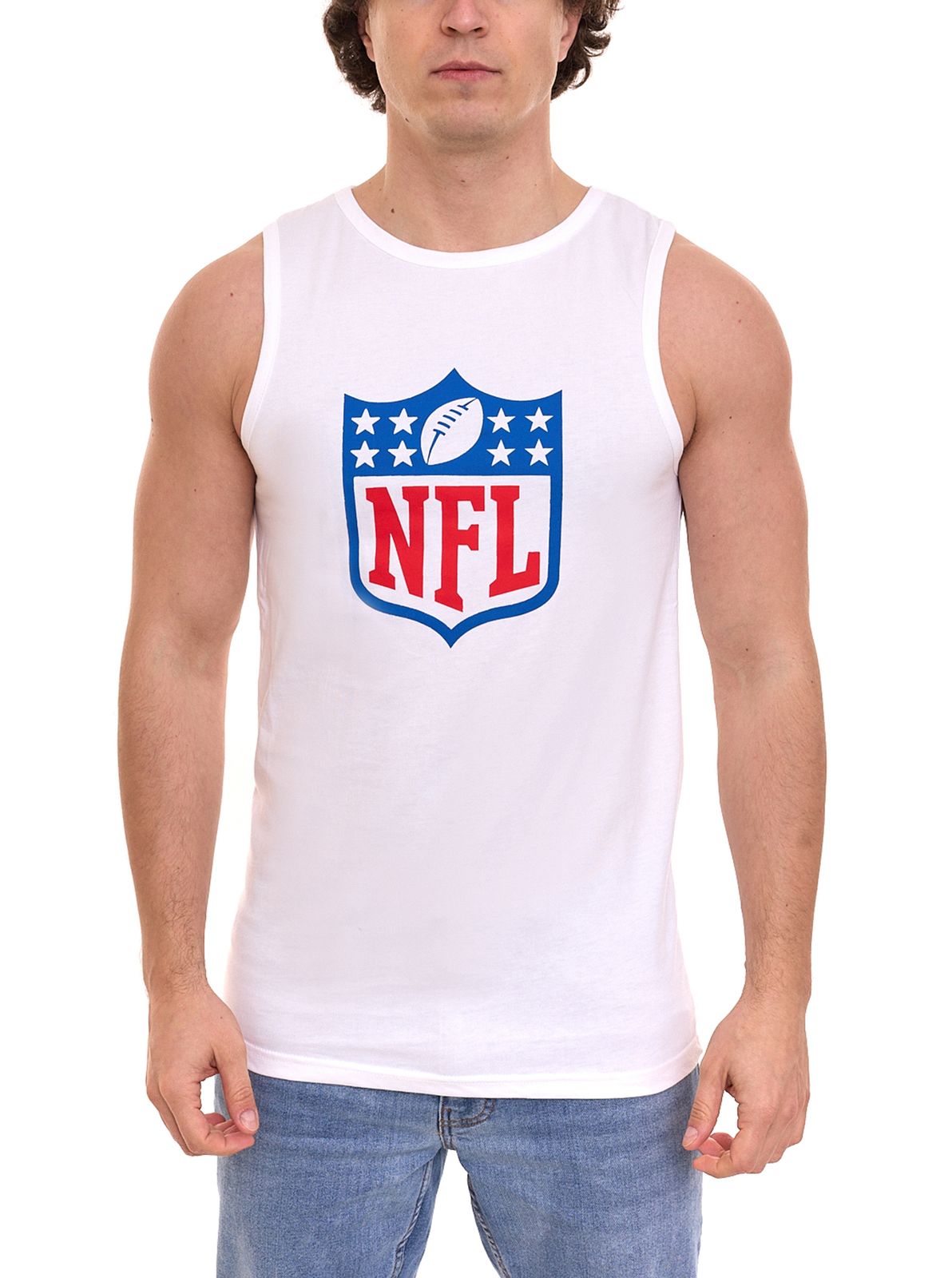 Fanatics NFL Logo Herren Tank-Top ärmelloses Sport-Shirt mit Rundhalsausschnitt 1566MWHT1ADNFL Weiß von Fanatics