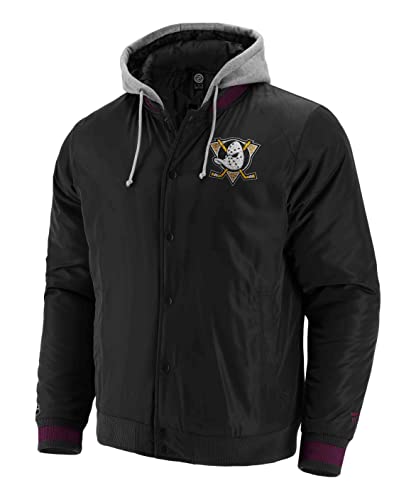 Fanatics - NHL Anaheim Ducks Sateen Kapuzen Jacke Farbe Schwarz, Größe L von Fanatics