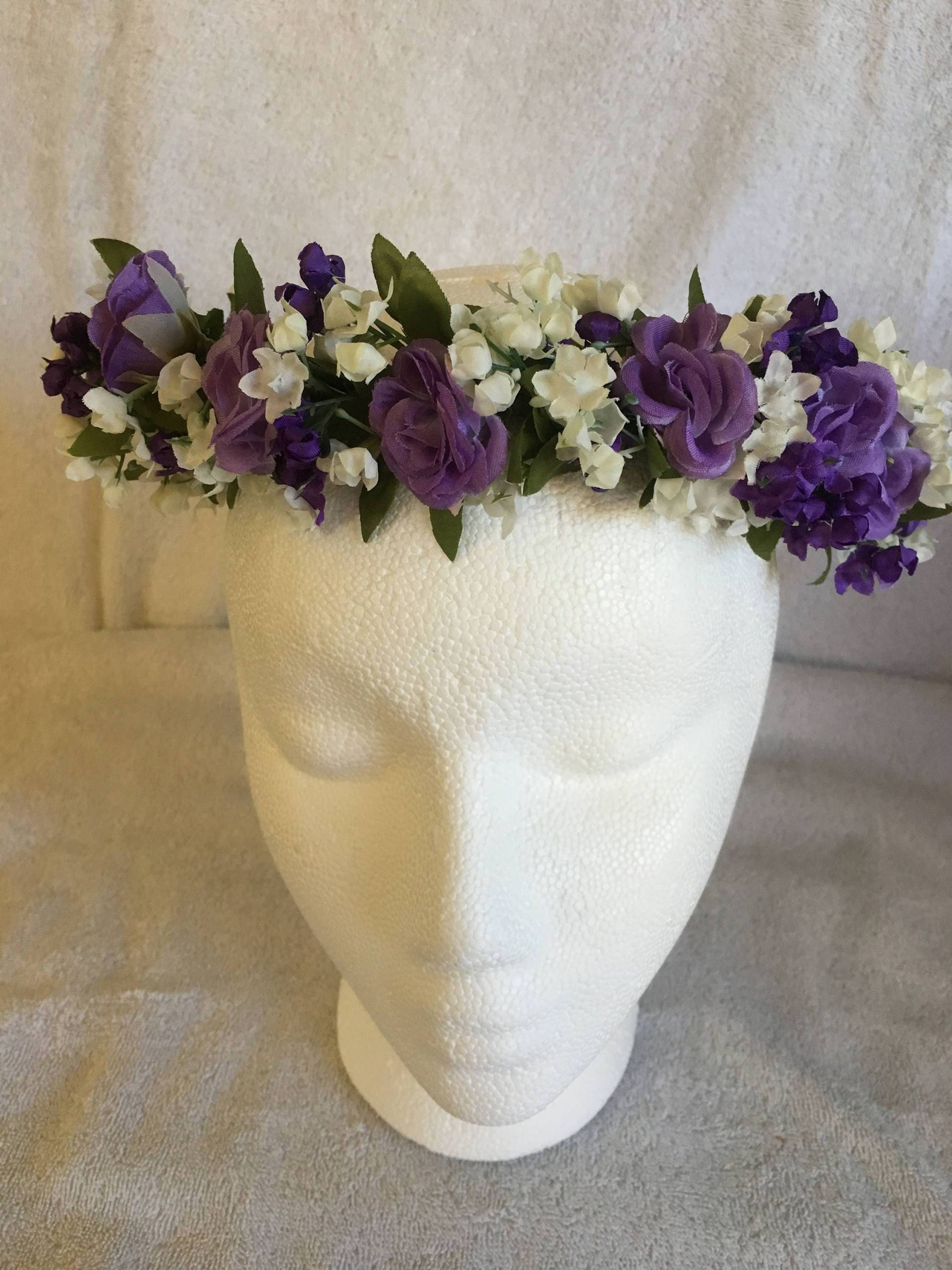 Sonnigen Violett Blumen Kopfschmuck Sonnigen Violett Blumen Kopfschmuck von FancifulFairyDesigns