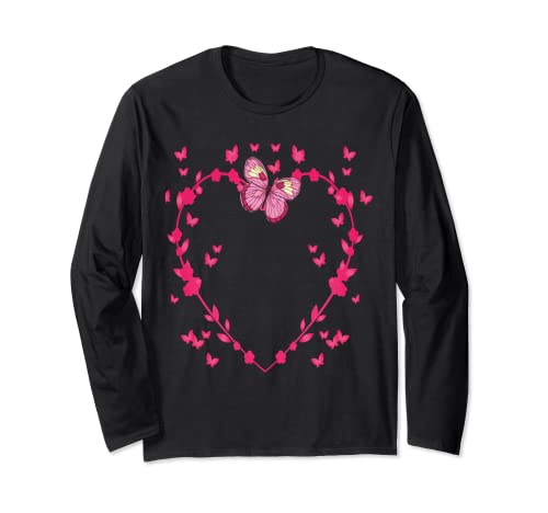 Rosa Schmetterlings-Herz für Damen Langarmshirt Rosa Schmetterlings-Herz für Damen Langarmshirt von Fancy Butterfly Heart