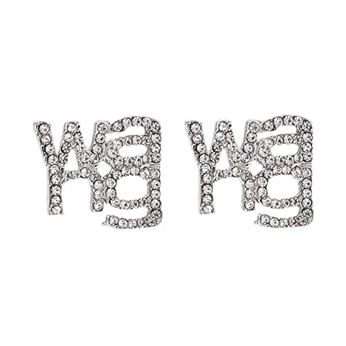 Fancy Combs Strass Broschen Kristall Wang Brief Brosche Abzeichen Schal Pins Ohrringe Schmuck für Damen Mädchen Mode Bekleidung Accessoires von Fancy Combs