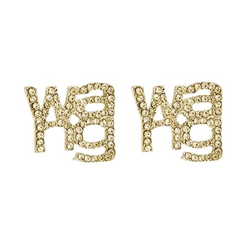 Fancy Combs Strass Broschen Kristall Wang Brief Brosche Abzeichen Schal Pins Ohrringe Schmuck für Damen Mädchen Mode Bekleidung Accessoires von Fancy Combs