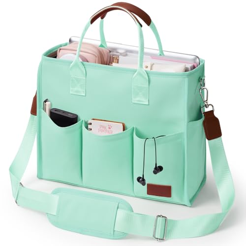 Canvas-Tragetasche für Damen, große Arbeitstasche für 15,6 Zoll Laptop, Umhängetasche mit mehreren Taschen und verstellbarem Riemen für Büro und Reisen, Mintgrün, Medium Canvas-Tragetasche für Damen, große Arbeitstasche für 15,6 Zoll Laptop, Umhängetasche mit mehreren Taschen und verstellbarem Riemen für Büro und Reisen, Mintgrün, Medium von Fancy Forest