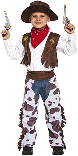 Fancy Me Jungen Kinder Cowboy Wilder Westen Sheriff Halloween Kostüm Kleid Outfit - Braun, 4-6 Years von Fancy Me