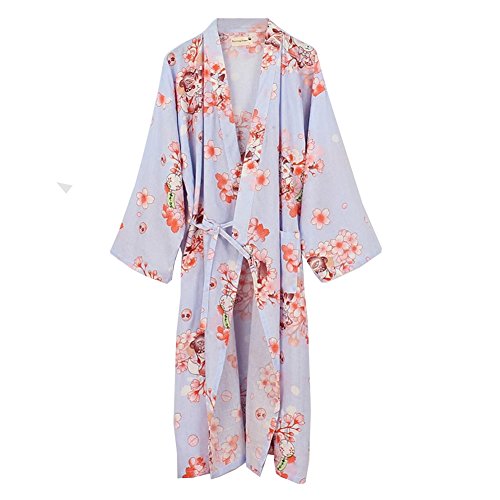 Fancy Pumpkin Frauen Kimono Robe Yukata Bademantel Pyjamas Lila Katze von thefancypumpkin