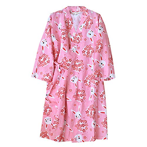 Fancy Pumpkin Damen Kimono Robe Yukata Bademantel Pyjama [Rosa Schleife] von Fancy Pumpkin