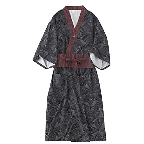 Fancy Pumpkin Herren-Bademantel „Yukata“, Kimonomantel, Saunamantel Gr. L, Khaki1195l von Fancy Pumpkin