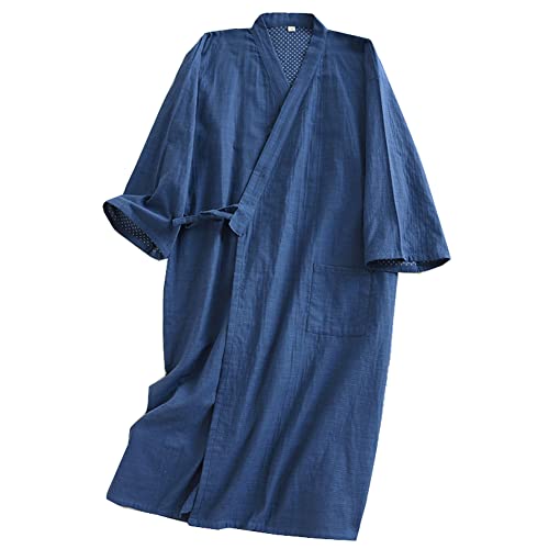 Fancy Pumpkin Japanische Herren Robe Cotton Kimono Pyjamas Nachthemd [Blau, Gr??e L] von Fancy Pumpkin