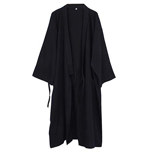 Fancy Pumpkin Japanische Herren Robe Cotton Kimono Pyjamas Nachthemd [Schwarz, Gr??e L] von Fancy Pumpkin