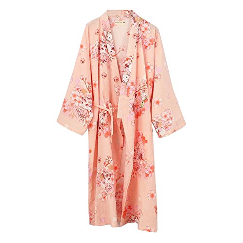 Fancy Pumpkin Japanischer Damen-Bademantel aus Baumwolle, Kimono, Pyjama, Nachthemd [Größe L] Gr. 38, Green872-m von Fancy Pumpkin