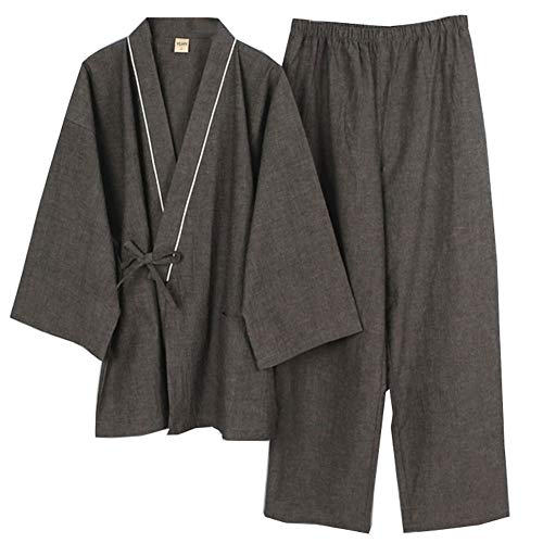 Fancy Pumpkin Männer japanischen Stil Roben Kimono Pyjamas Anzug Morgenmantel Set-Größe XL , Graym274 von thefancypumpkin