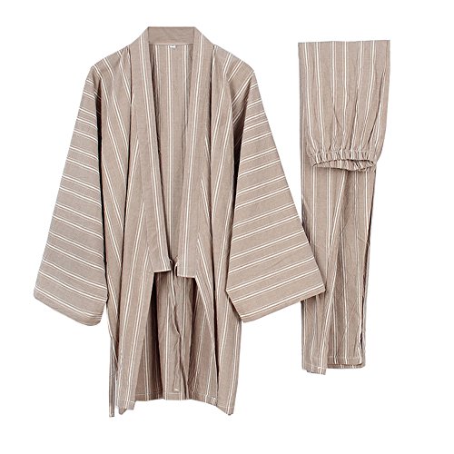 [Größe L, Khaki] -Mens Kimono-Pyjamas im Japanischen Stil Anzug Dressing Gown Set von Fancy Pumpkin