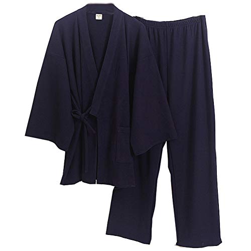 Fancy Pumpkin Herren-Bademantel „Yukata“, Kimonomantel, Saunamantel Gr. XL, Navy1093 von Fancy Pumpkin