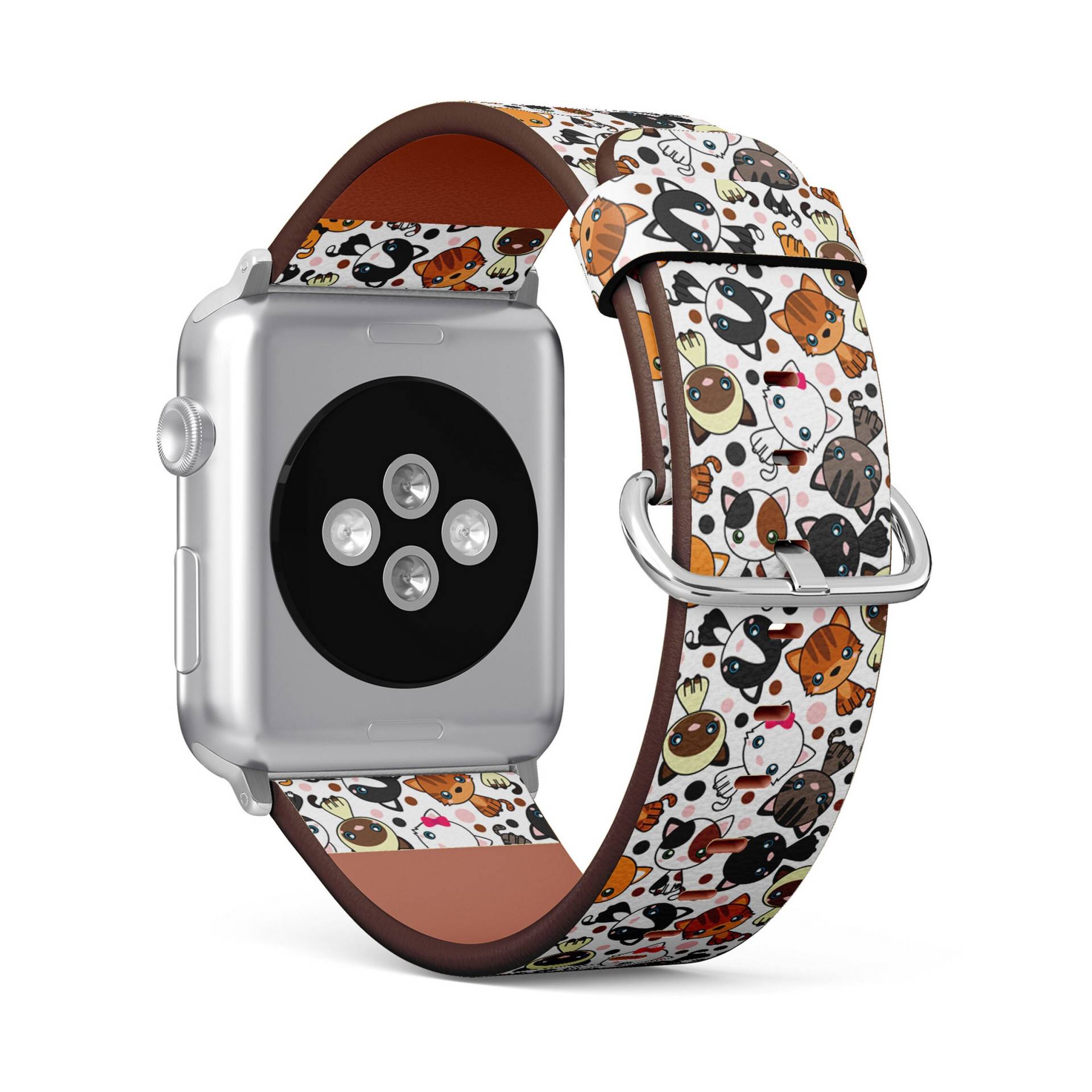 Black Cat White Print, Apple Watch Band | 38mm/40mm/41mm/42mm/49mm, Armband Aus Veganem Kunstleder von FancyCustomsBoutique