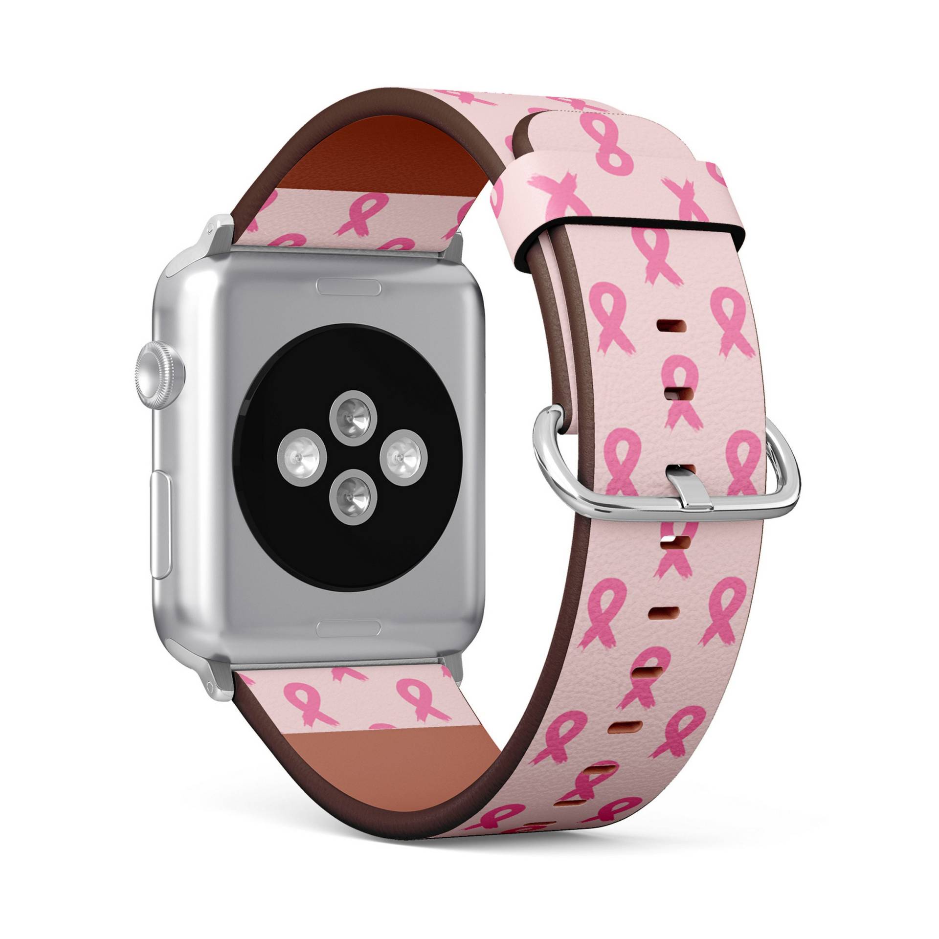 Brustkrebs Band Print, Apple Watch | 38mm/40mm 41mm 42mm 49mm, Vegan Kunstleder Uhrenarmband Band von FancyCustomsBoutique