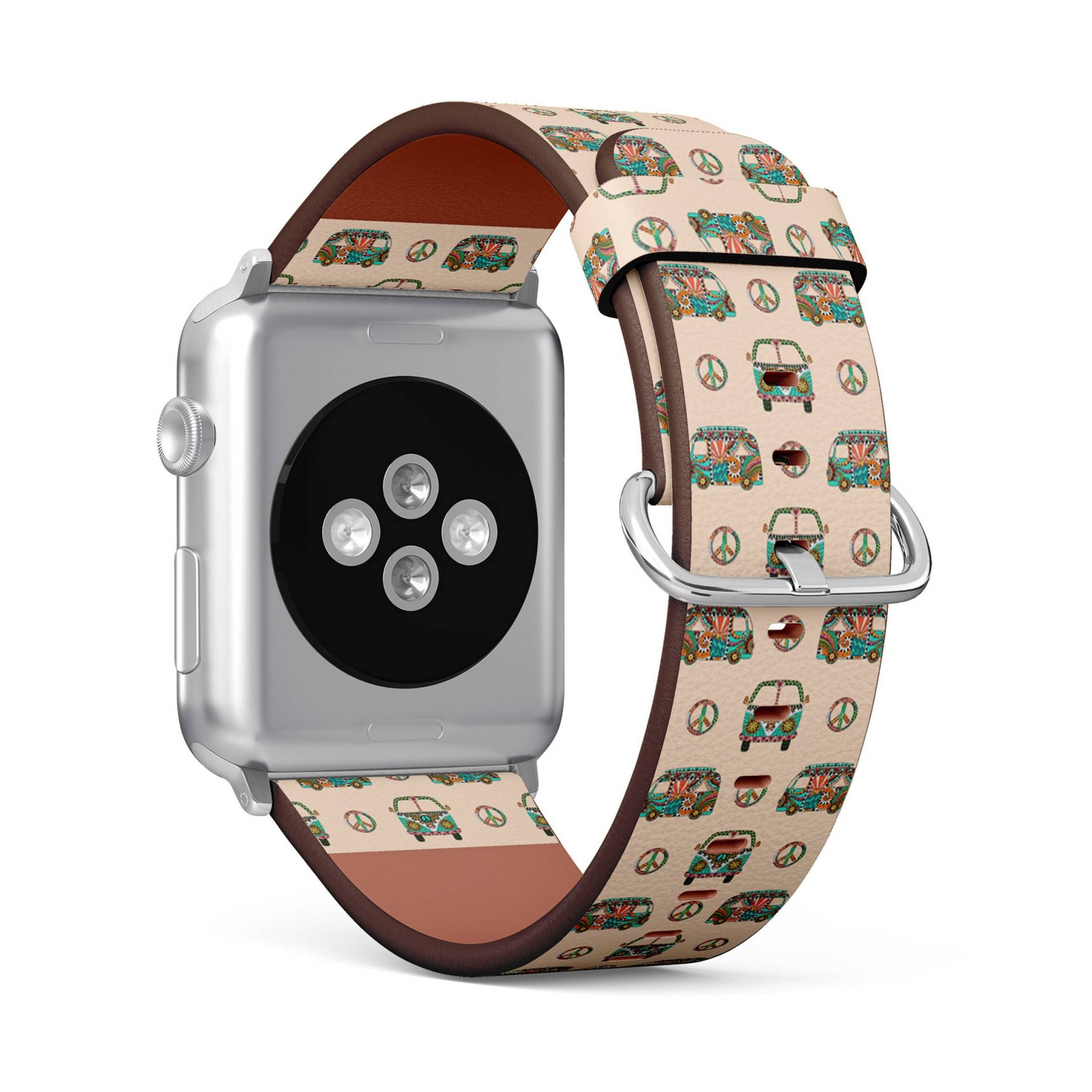 Bunter Hippie Camper Print, Apple Watch Band | 38mm/40mm/41mm/42mm/44mm/45mm, Armband Aus Veganem Kunstleder von FancyCustomsBoutique