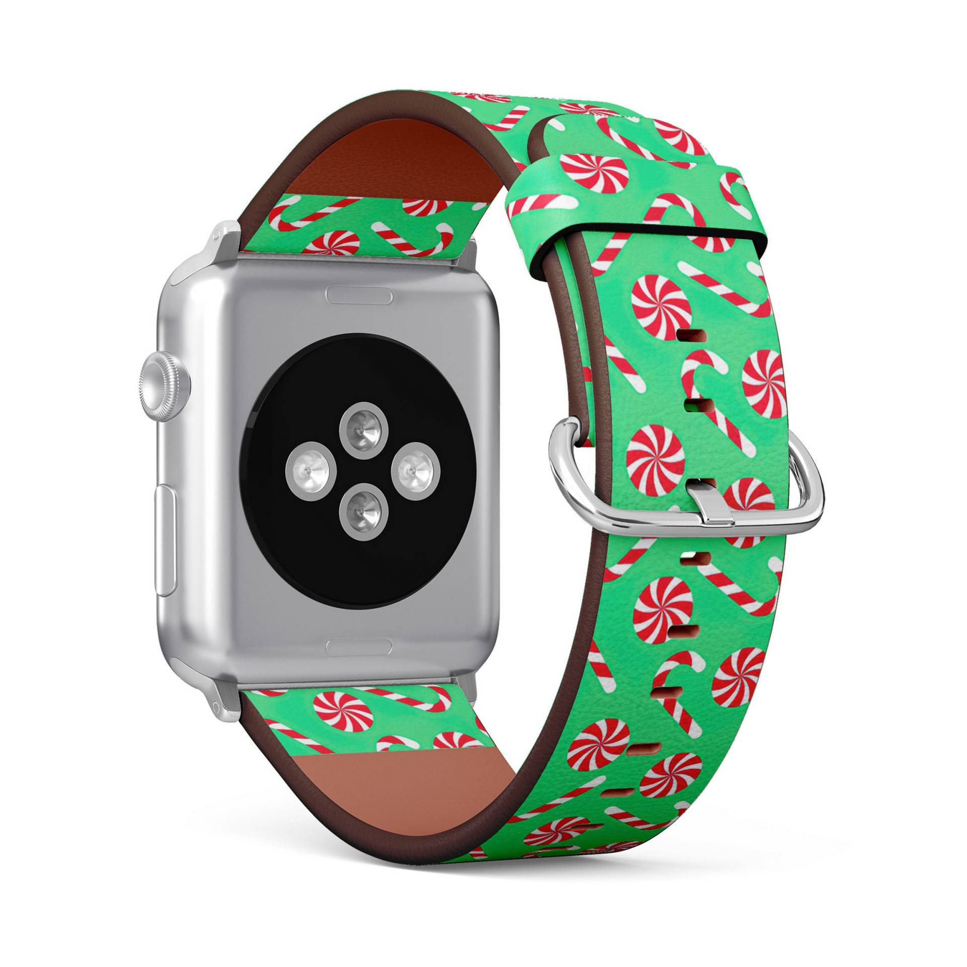 Candy Cane Christmas Print, Apple Watch Band | 38mm/40mm/41mm/42mm/49mm, Armband Aus Veganem Kunstleder von FancyCustomsBoutique