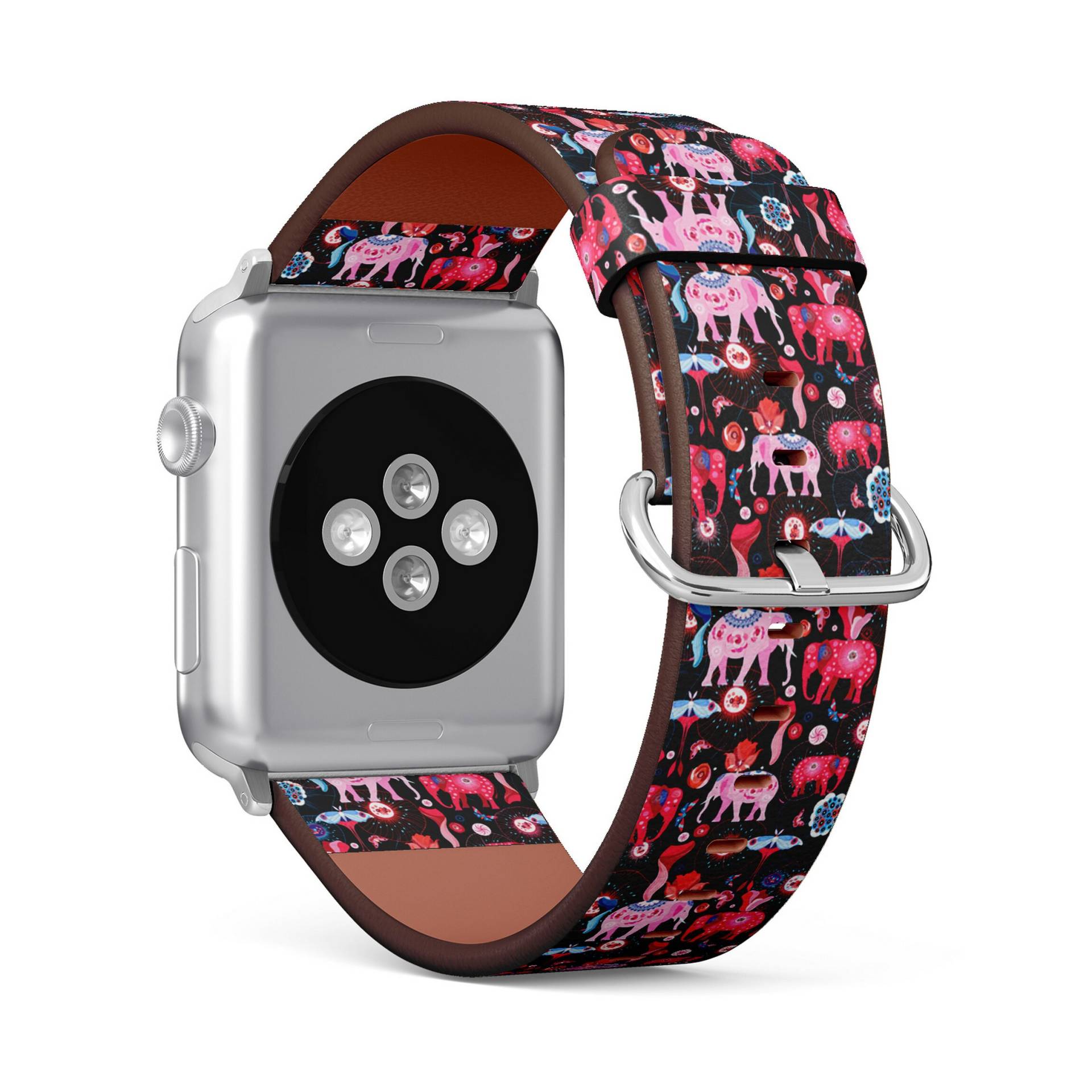 Efthasis Pink Elephants Print, Apple Watch Band | 38mm/40mm/41mm/42mm/49mm, Veganes Kunstleder Uhrenarmband von FancyCustomsBoutique