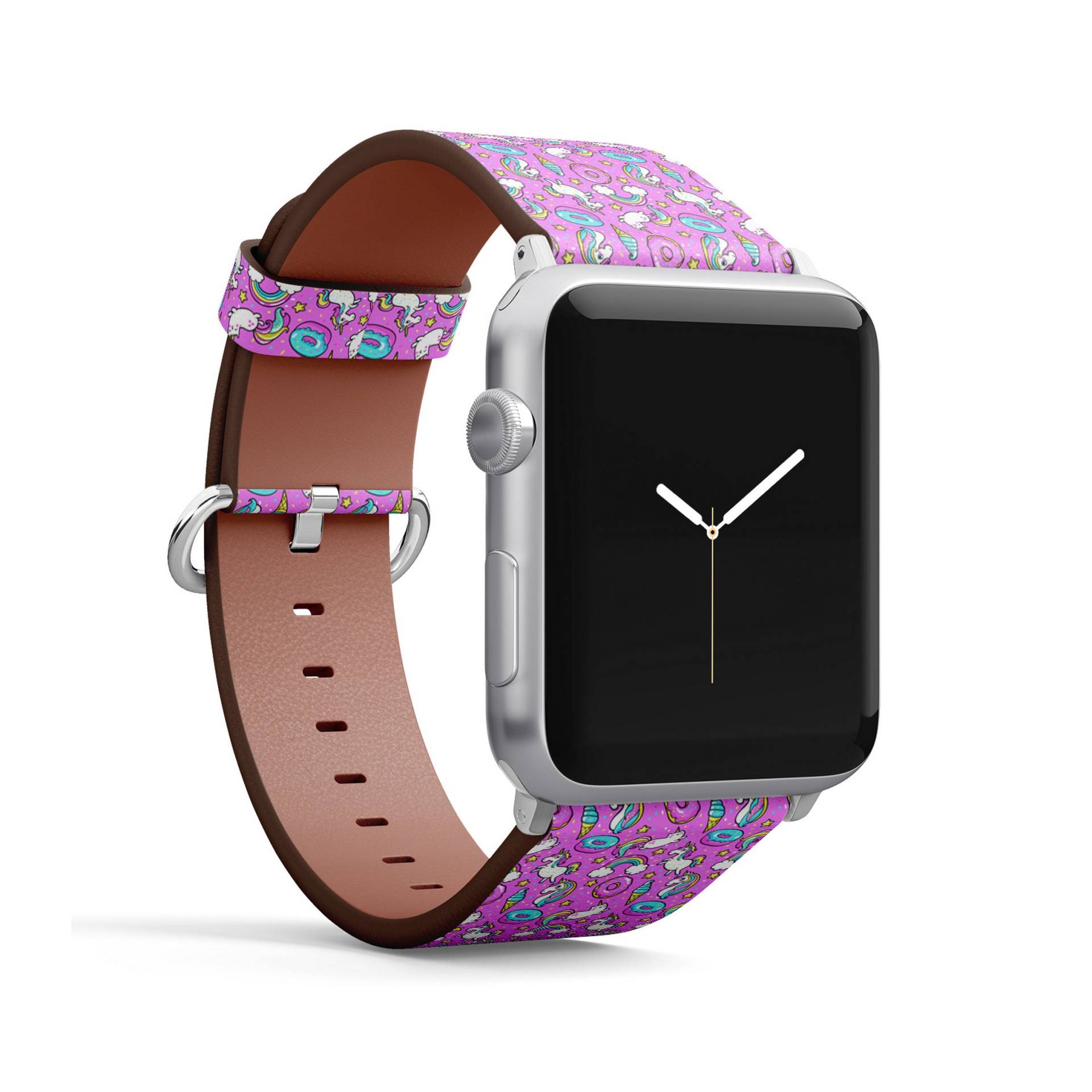 Einhörner Donuts Regenbogen Print, Apple Watch Band | 38mm/40mm/41mm/42mm/49mm, Veganes Kunstleder Uhrenarmband von FancyCustomsBoutique