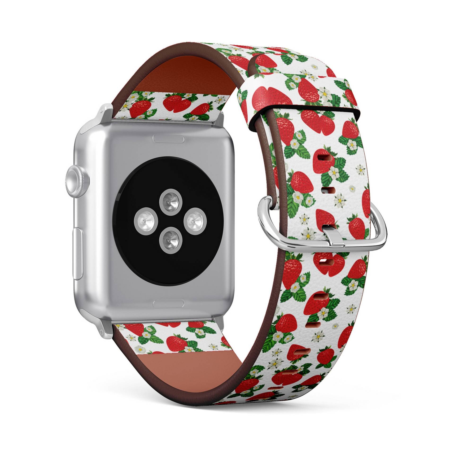 Erdbeerdruck, Apple Watch Band | 38mm/40mm/41mm/42mm/44mm/45mm, Armband Aus Veganem Kunstleder von FancyCustomsBoutique