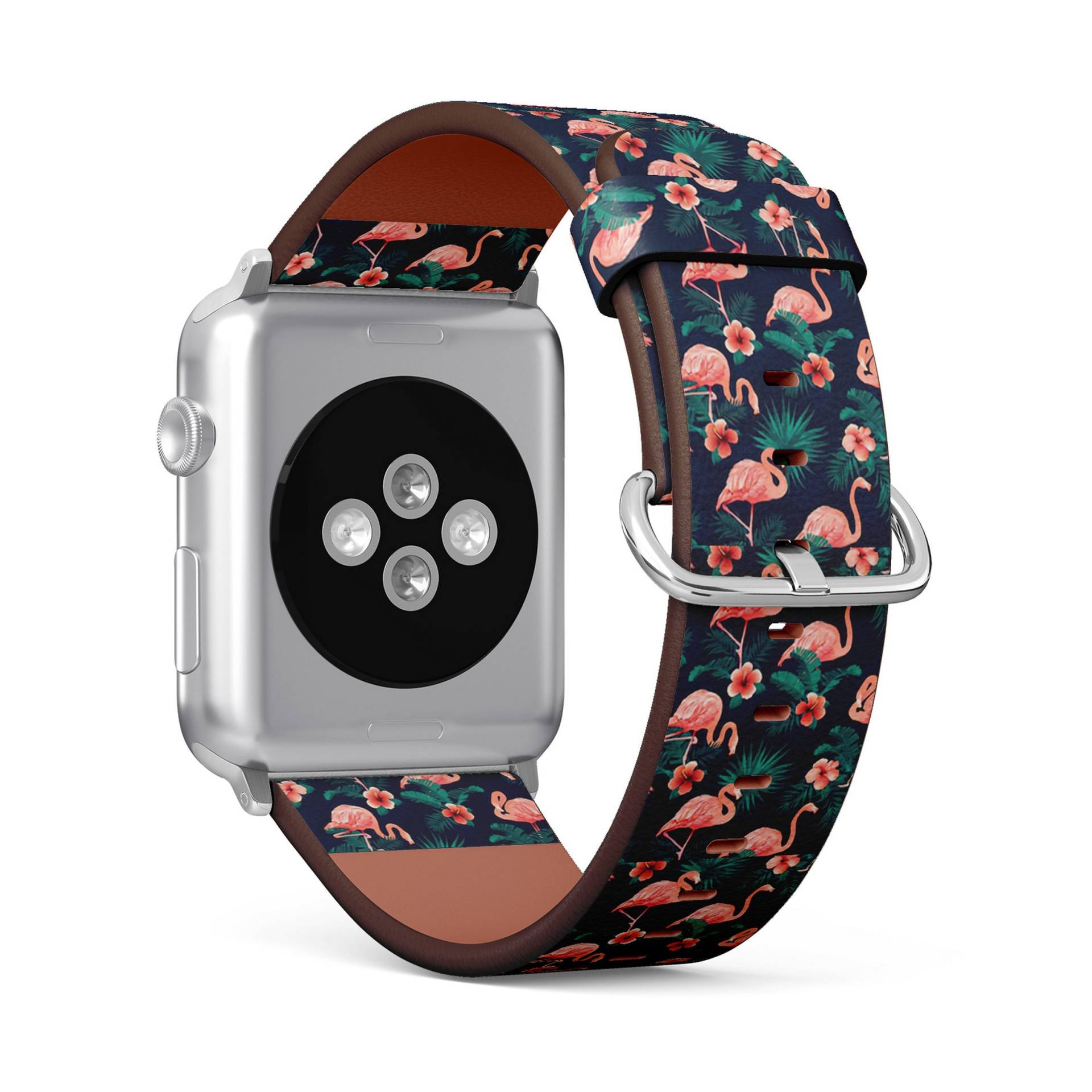 Flamingo Vogel Blumen Print, Apple Watch Band | Alle Serien 38mm/40mm 41mm 42mm /44mm, Armband Aus Veganem Kunstleder von FancyCustomsBoutique