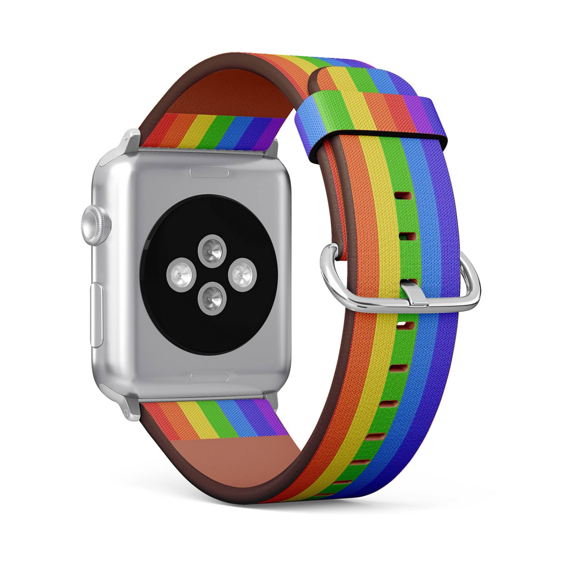 Gestrickter Regenbogen Textur Canvas Druck, Apple Watch Band | Alle Serien 38mm/40mm 42mm 44mm, Veganes Armband Aus Kunstleder Armband von FancyCustomsBoutique