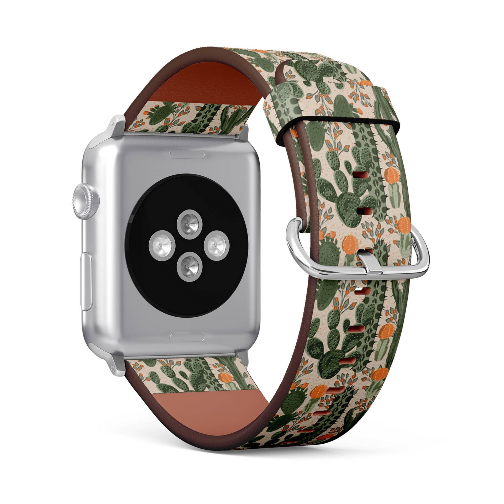 Grüner Sukkulenten Kaktus Print, Apple Watch Band | 38mm/40mm/41mm/42mm/49mm, Veganes Kunstleder Uhrenarmband von FancyCustomsBoutique