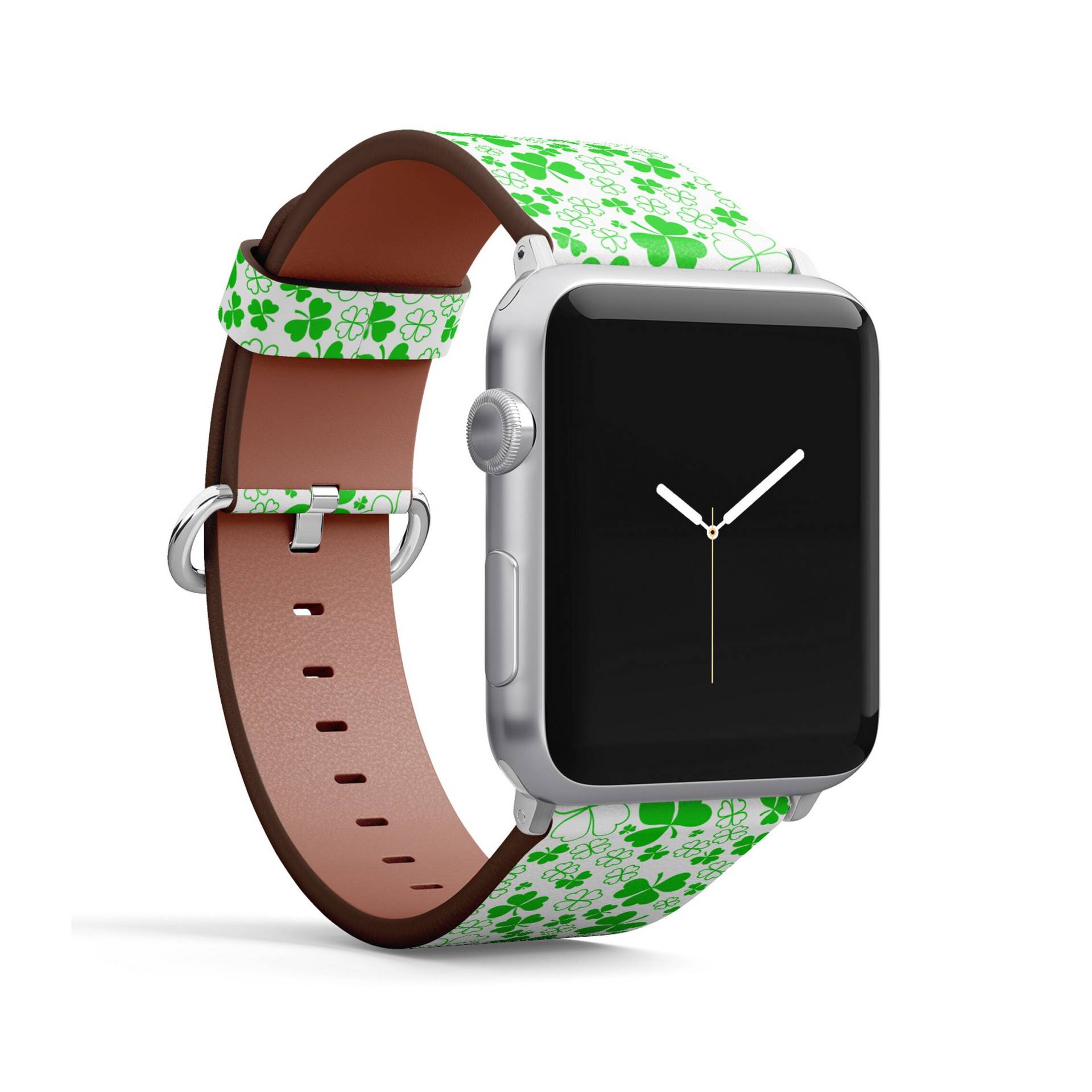 Grünes Kleeblatt-Print, Apple Watch Band | 38mm/40mm/41mm/42mm/49mm, Armband Aus Veganem Kunstleder von FancyCustomsBoutique