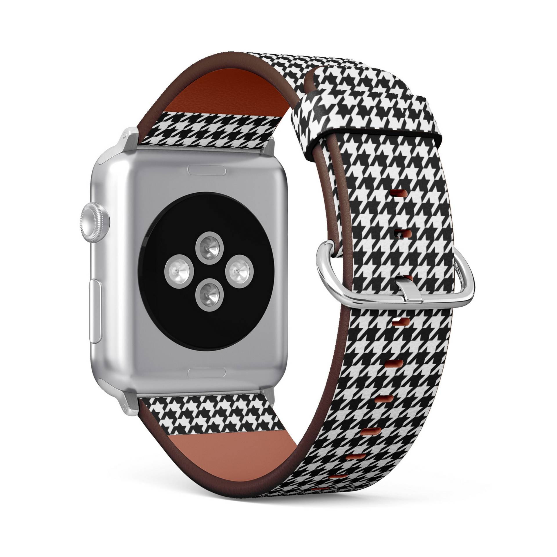 Hahnentritt Schwarz Weiß Print, Apple Watch Band | 38mm/40mm/41mm/42mm/49mm, Veganes Kunstleder Uhrenarmband von FancyCustomsBoutique