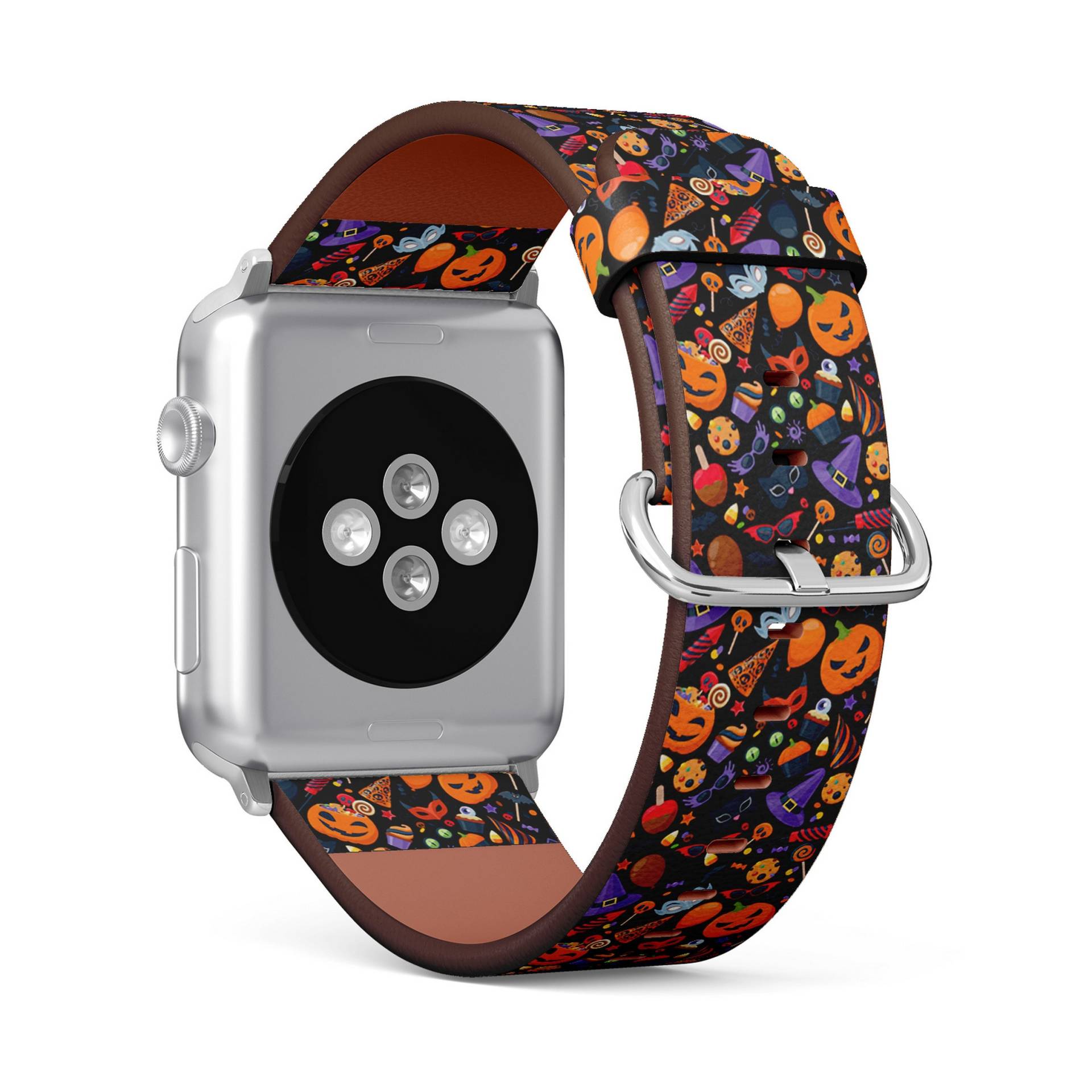 Halloween Party Bunter Druck, Apple Watch Band | 38mm/40mm/41mm/42mm/49mm, Vegan Kunstleder Uhrenarmband Armband von FancyCustomsBoutique