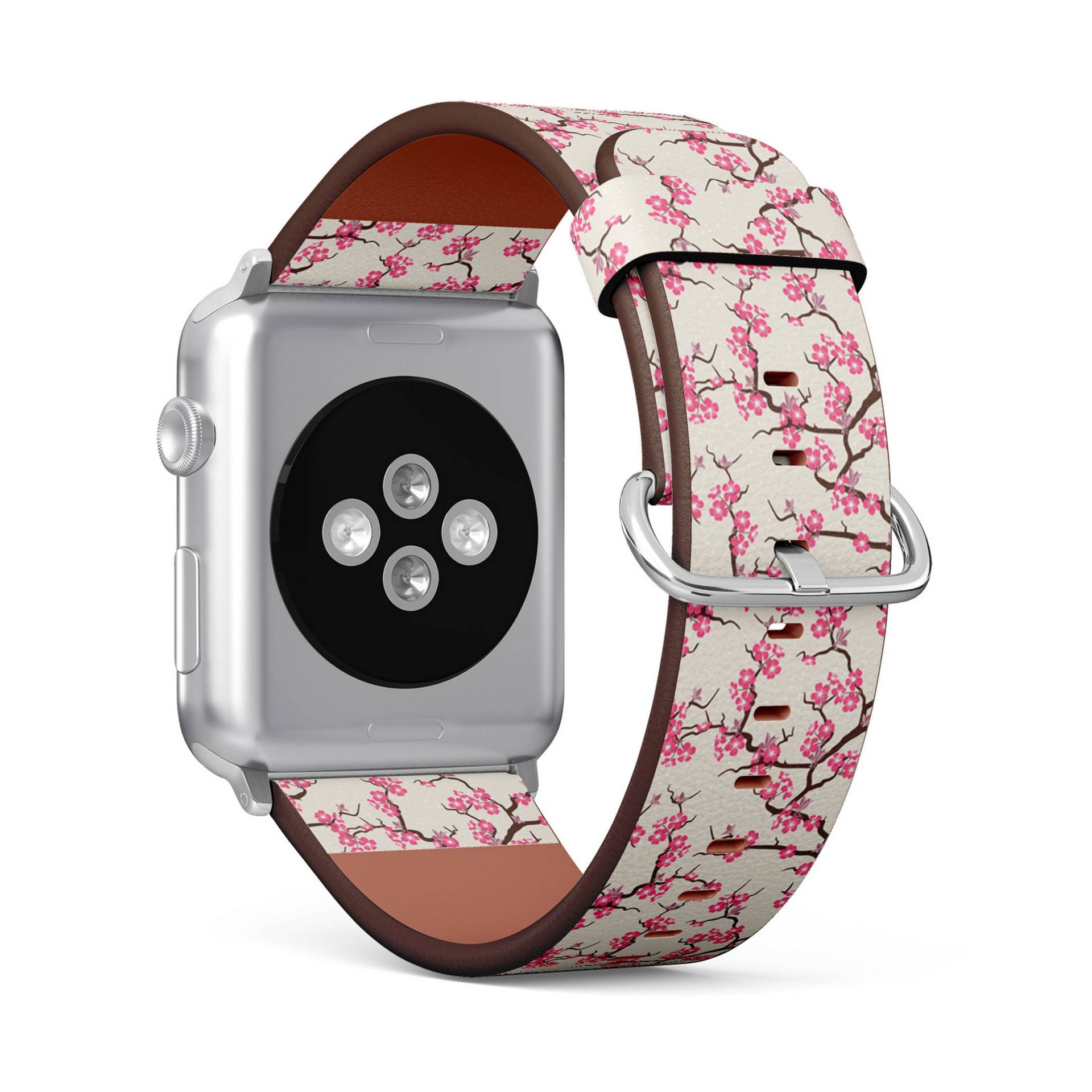 Kirschblüten Blumen Print, Apple Watch Band | 38mm/40mm 41mm 42mm 49mm, Veganes Kunstleder Uhrenarmband Armband von FancyCustomsBoutique