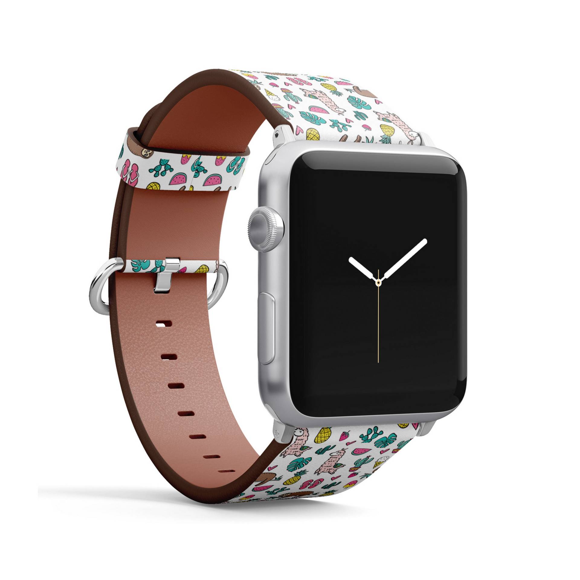 Lustiges Sommer Faultier Print, Apple Watch Band | 38mm/40mm/41mm/42mm/49mm, Armband Aus Veganem Kunstleder Uhrenarmband von FancyCustomsBoutique