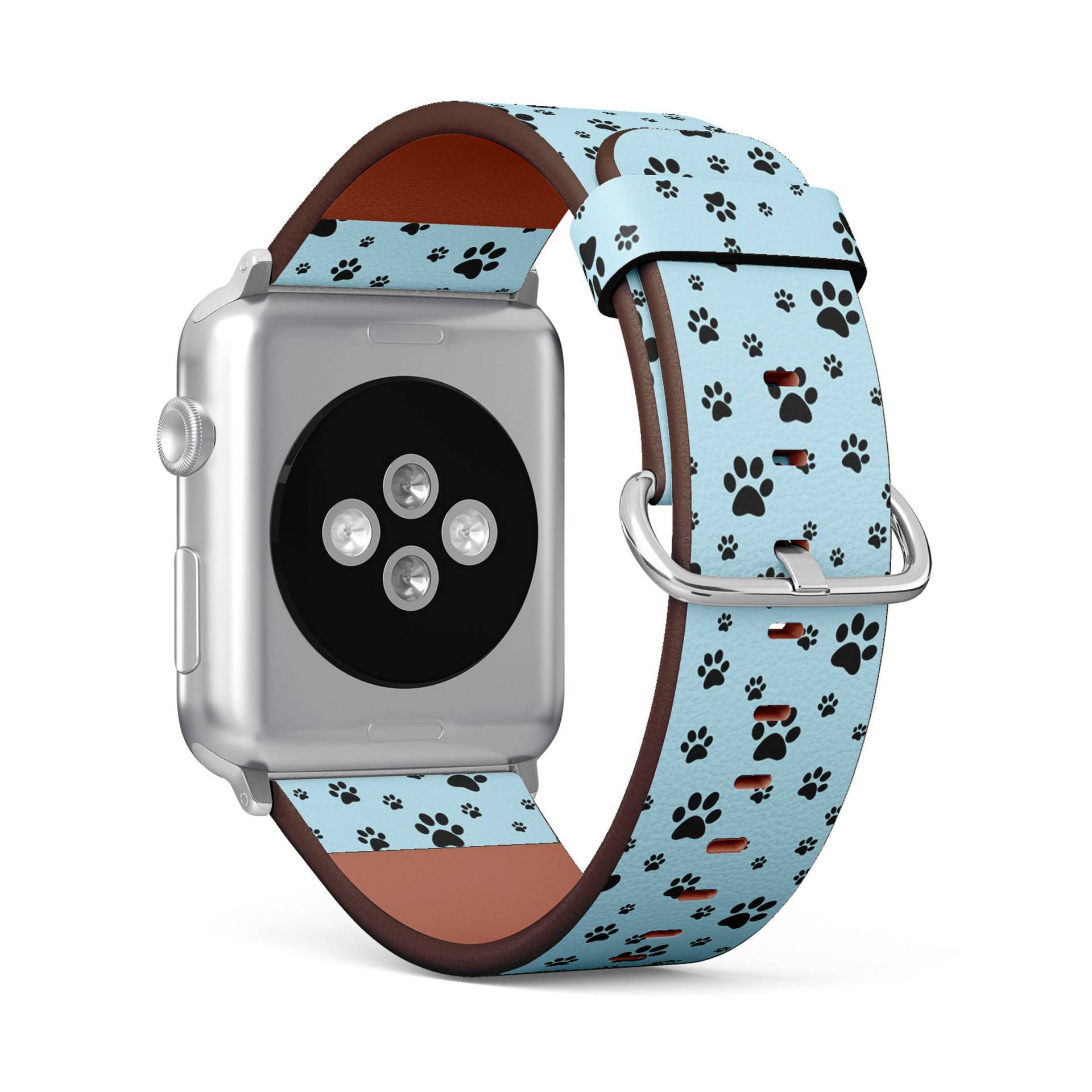 Niedliche Hundepfote Druckspuren Print, Apple Watch Band | 38mm/40mm 41mm 42mm 44mm 45mm, Veganes Kunstleder Uhrenarmband Armband von FancyCustomsBoutique